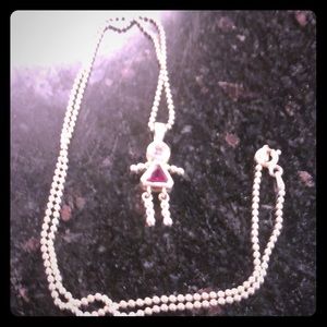 Diamond & Ruby Sterling Silver Necklace
